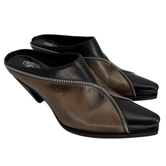 Lucchese Shoes - Charlie 1 Horse Leather Mules Women 8B Zipper Trim Black Lucchese Western Cowboy